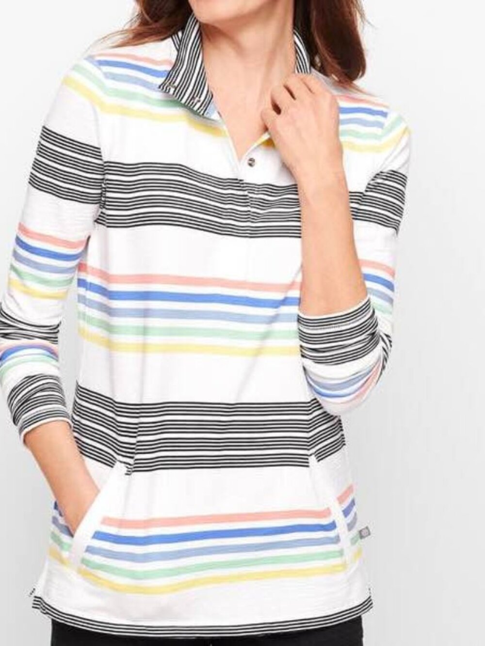 T by Talbots Multi Colored Collared 1/4 Snap Front Lightweight Pullover [size S]